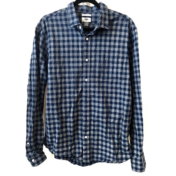 Old Navy - Men's Long Sleeve Blue Plaid Casual Button Down Shirt in Large - Picture 1 of 9